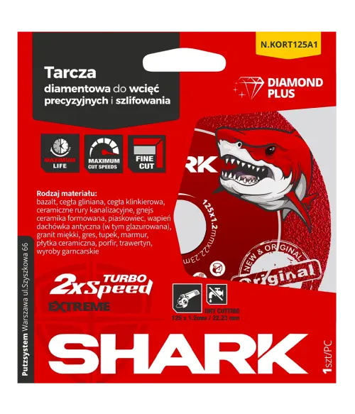 Shark Tarcza Diamentowa Extreme 125mm M14 do cięcia fazowania gresu Shark