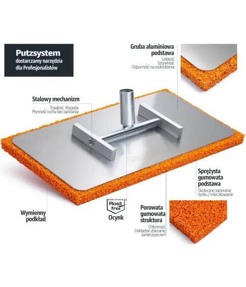 Solid Paca aluminiowa tynkarska 400x200 mm z gąbką + tuleja PFT przegubowa - zdjecie nr 1