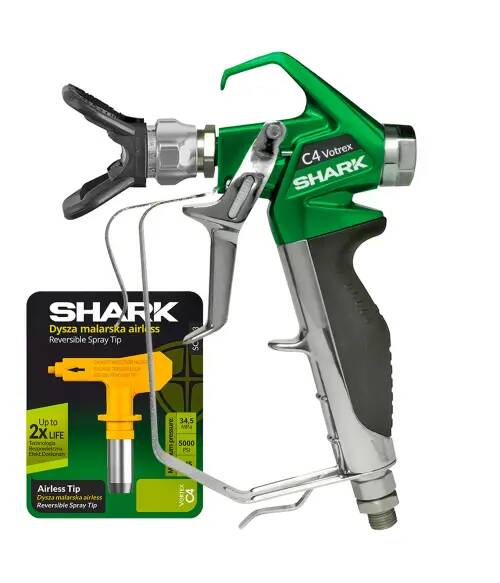 Shark Pistolet malarski C4 Vortex + dysza pasuje do Shark Airlessco Graco 